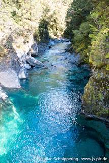 View on the Haast blue pools