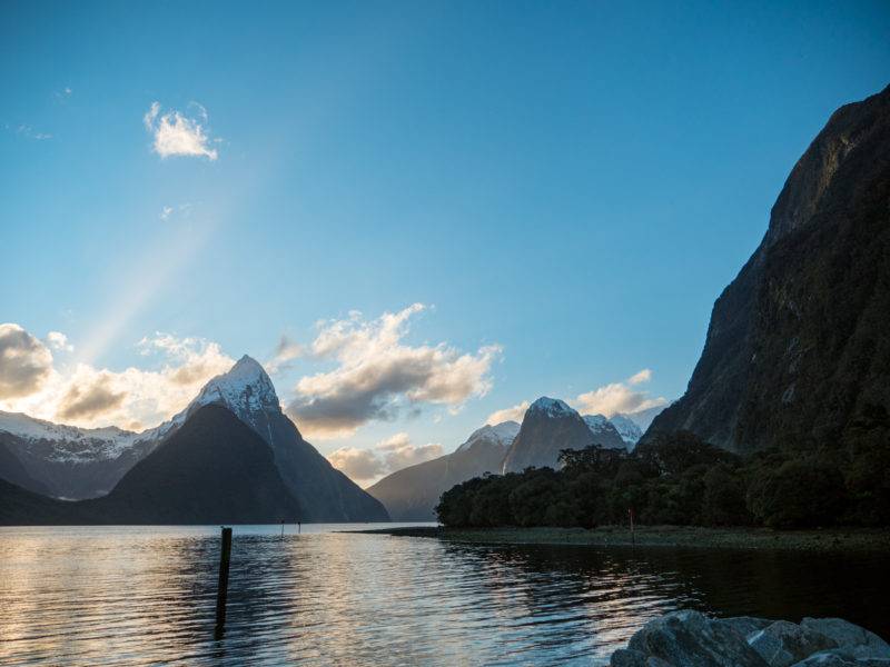 Milford sound during sundown