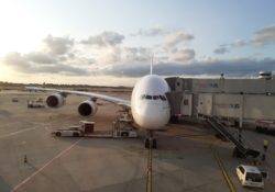 Airbus A380 at the Dusseldorf Airport