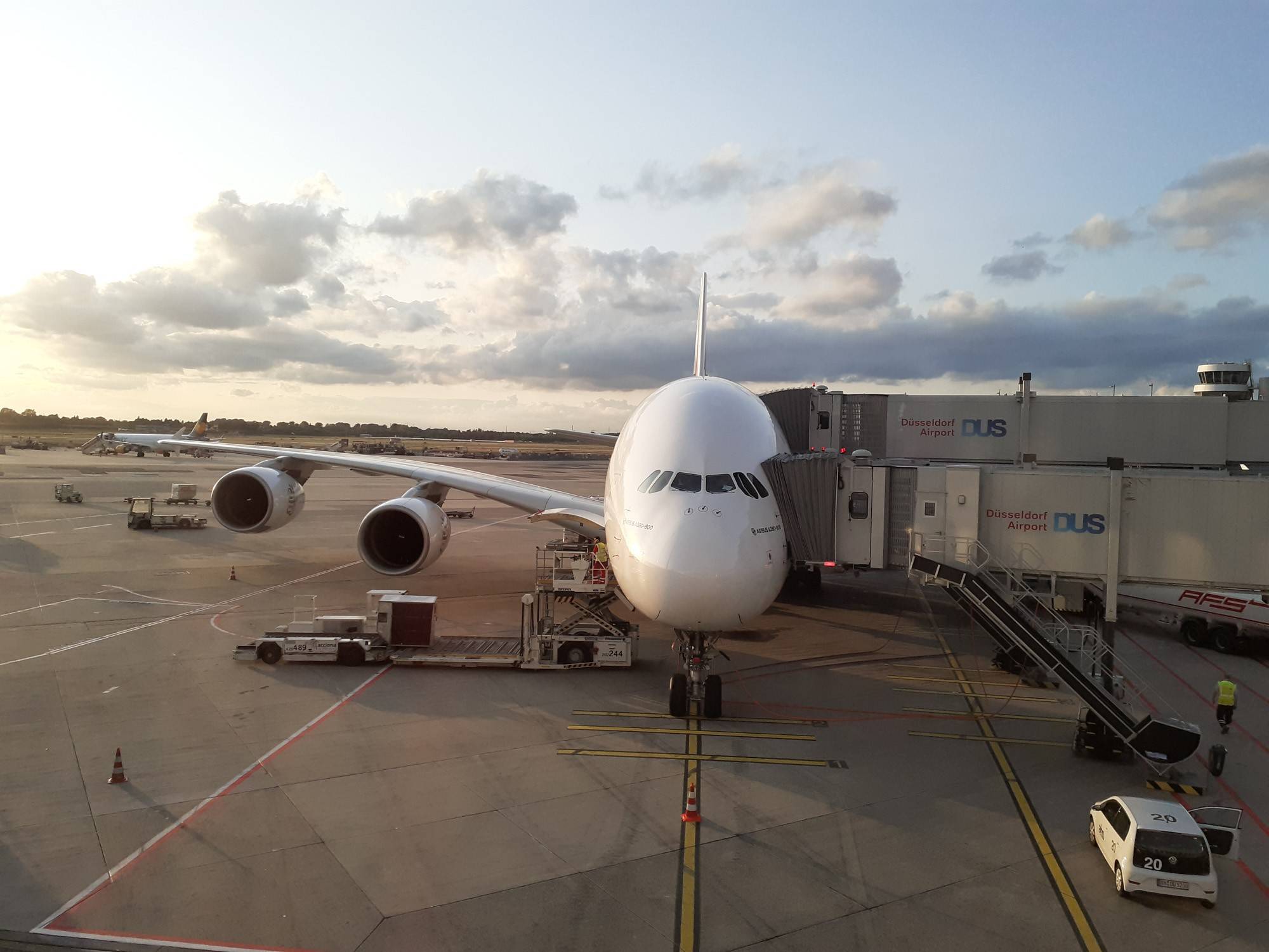 Airbus A380 at the Dusseldorf Airport