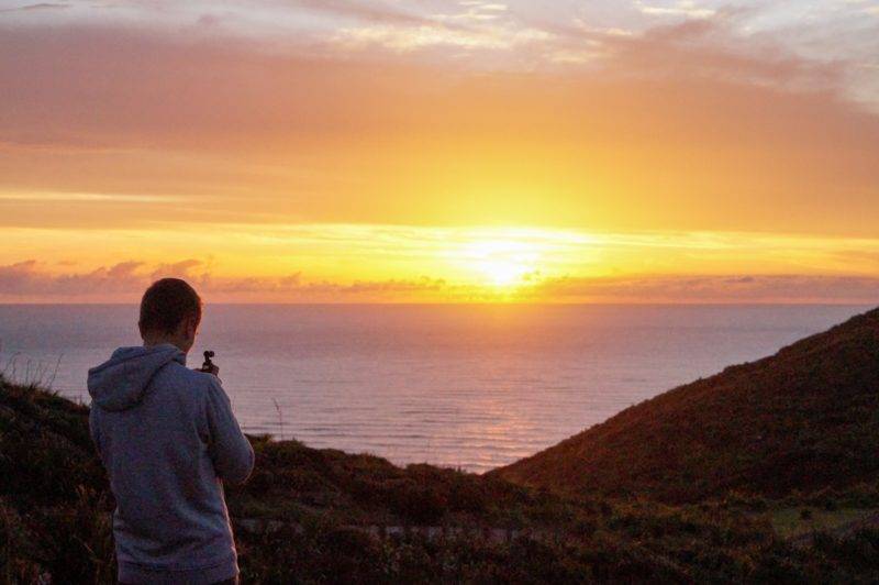 Philipp films the sundown at Cape Reinga