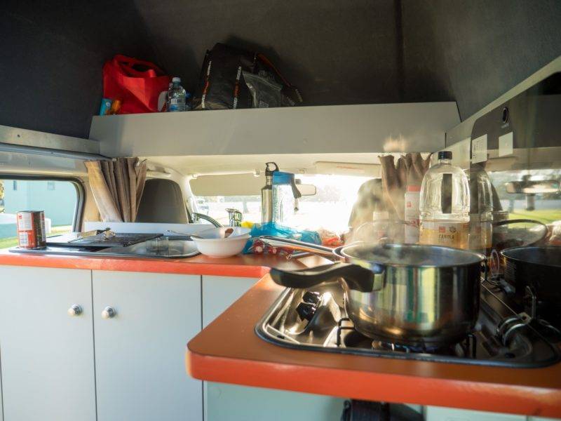 The camper kitchen in the Kuga