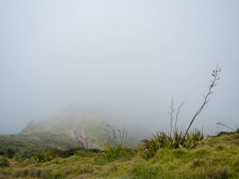 Cape Reinga with clouds and fog